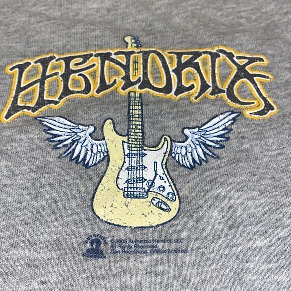 Zion rootswear Jimi Hendrix Shirt Ringer Band Tee Gray Black Trim Guitar Wing - Picture 2 of 6
